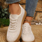 Faux suede lace up sneakers in beige