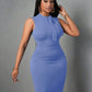 Solid color sleeveless bodycon dress in baby blue