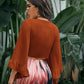 Butterfly sleeve tie front top in rust