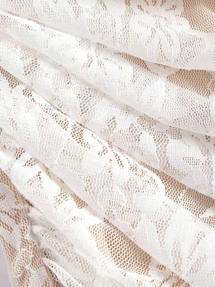 Lace off-shoulder bodycon dress in white