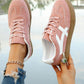Suede-like lace up shoes in pink