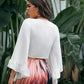 Butterfly sleeve tie front top in white