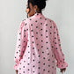 Heart shaped tie detail blouse in pink